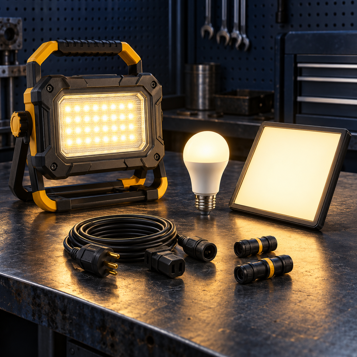 چراغ کار LED قابل‌حمل شارژی با پایه مغناطیسی و روشنایی گسترده فیلیپس
